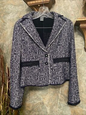 Ann Taylor loft outlet suit jacket coat blazer classic tweed Fringe